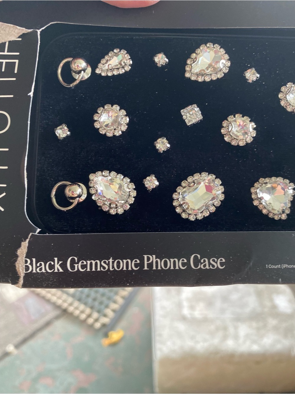 HELLO LUX Black Gemstone Phone Case - Crystal Accent (Black)IPHONE 15 PRO MAX